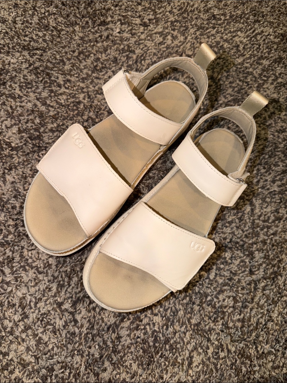 UGG White Leather Double-Strap Women’s Sandals